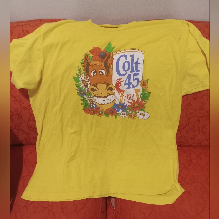 Vintage Colt 45 Brand Yellow T Shirt Size Xl 100 Cotton